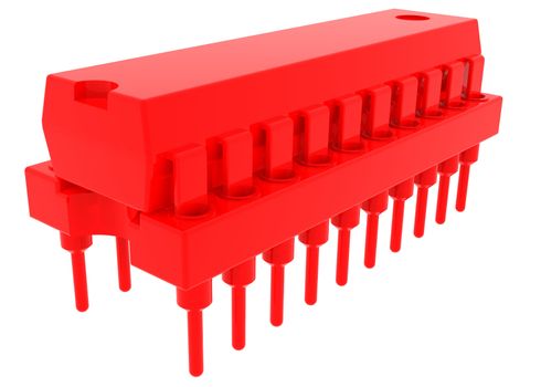 Red microchip. Isolated render on a white background