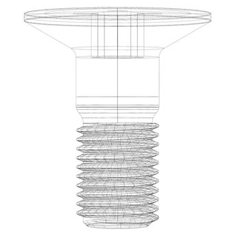 Wire-frame screw. Isolated render on a white background
