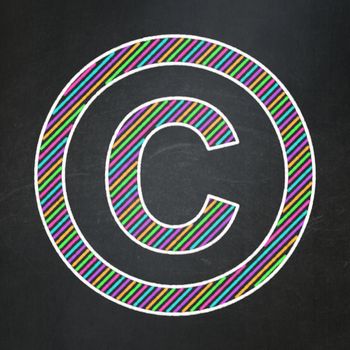 Law concept: Copyright icon on Black chalkboard background, 3d render