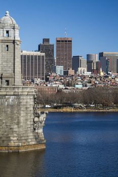 View of Boston downtown distric by the water