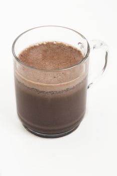 cup filled with frothy cocoa 