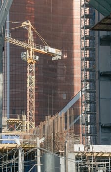 Views over the construction of office high-rise buildings