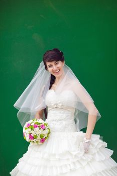 bride by the green wal