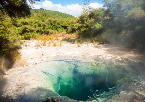 Tokaanu thermal park geothermal area in New Zealand