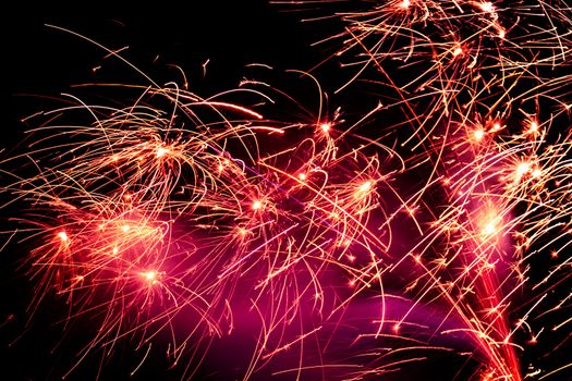 Fire sparks with smoke on black background