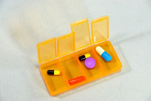 pills box on white scene,shallow focus