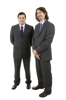 two young businessmen full body, isolated on white