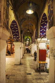 ISTANBUL - FEBRUARY 11: people and shops inside the Grand Bazaar on February 11, 2013 in Istanbul, Turkey