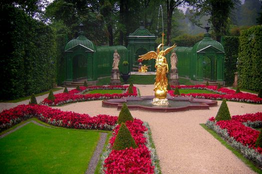 Fountain in the garden of a castle, Altstadt-Lehel, Munich, Bavaria, Germany