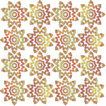 sun fabric pattern orange and yellow color