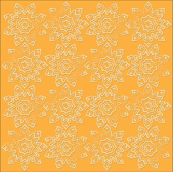 white the outline sun fabric pattern on orange background