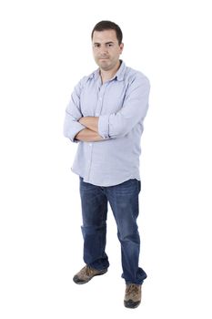 young casual man full body in a white background