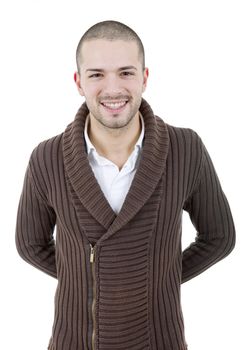 young casual man portrait, isolated on white