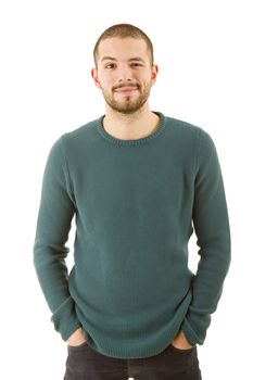 young casual man portrait, isolated on white