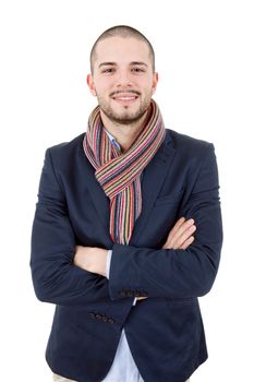 young casual man portrait, isolated on white