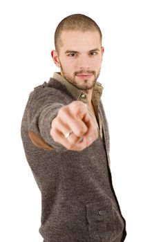 young casual man portrait, isolated on white