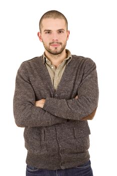 young casual man portrait, isolated on white