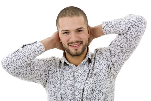 young casual man portrait, isolated on white