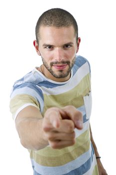 young casual man portrait, isolated on white