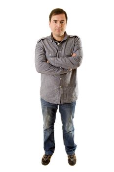 young casual man full body in a white background