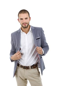 young casual man portrait, isolated on white