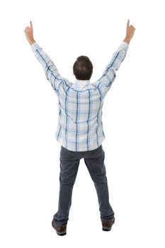 young casual man full body in a white background