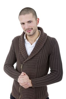 young casual man portrait, isolated on white