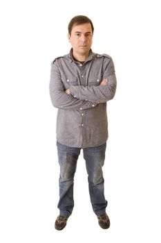 young casual man full body in a white background