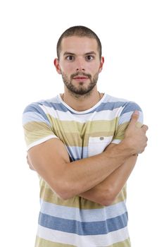 young casual man portrait, isolated on white