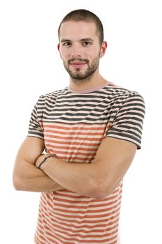 young casual man portrait, isolated on white