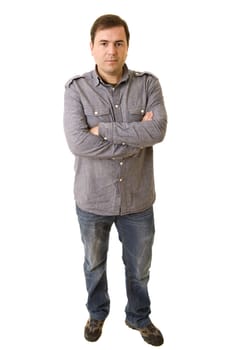 young casual man full body in a white background