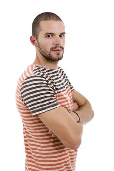 young casual man portrait, isolated on white