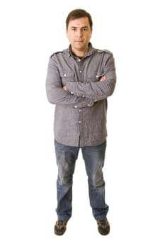 young casual man full body in a white background