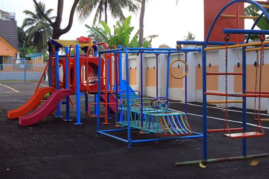 Colorful children playground in the park 