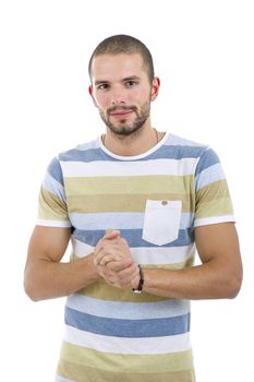 young casual man portrait, isolated on white