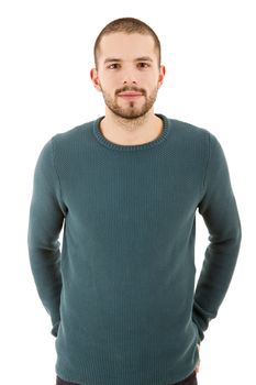 young casual man portrait, isolated on white