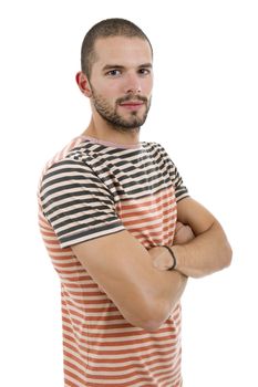 young casual man portrait, isolated on white