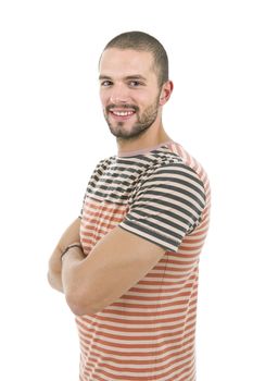 young casual man portrait, isolated on white