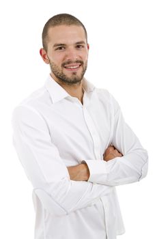 young casual man portrait, isolated on white