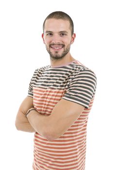 young casual man portrait, isolated on white