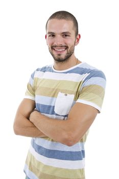 young casual man portrait, isolated on white