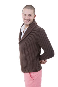 young casual man portrait, isolated on white