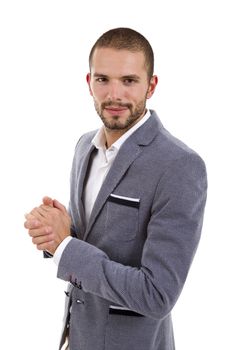 young casual man portrait, isolated on white