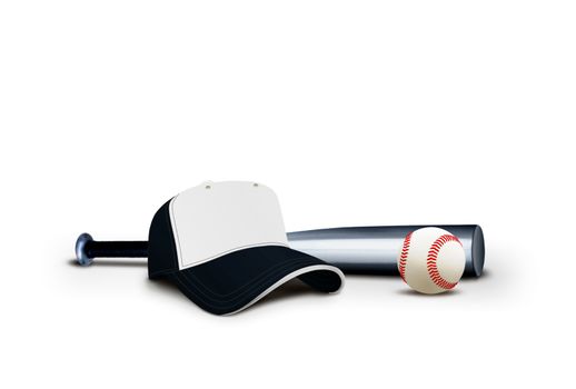 Baseball Cap with Bat and Ball