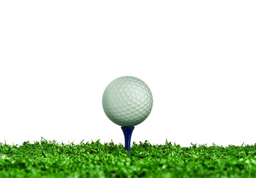 Golf Ball on Tee over White Background