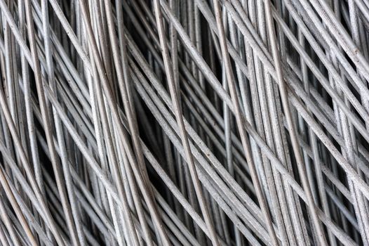 hank of metal wire, selective focus, usable as background