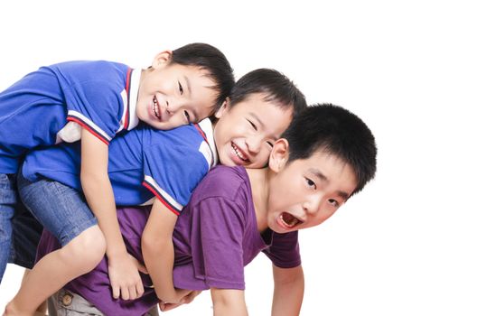Three kid stack together
