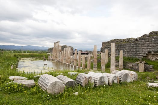 Ancient Roman ruins in Magnesia, Turkey.
