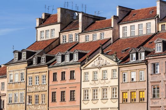 Houses in the Old Town of Warsaw, Poland.