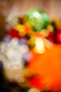Christmas colorful abstract background in defocus shot closeup